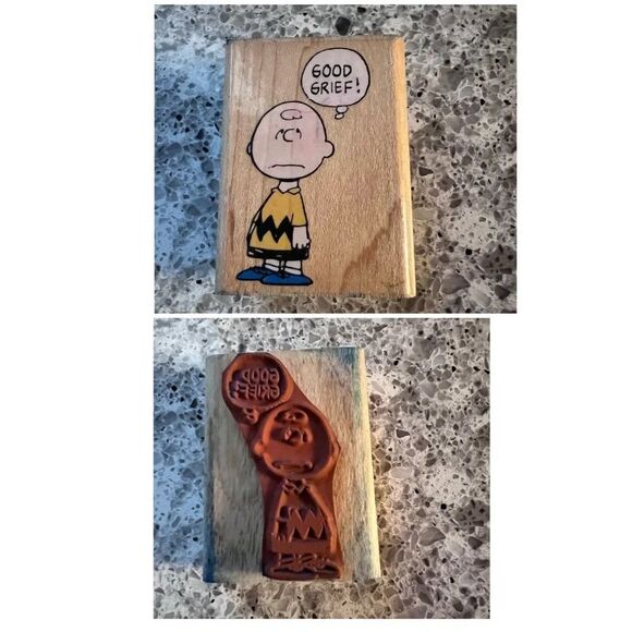 Charlie Brown Good Grief Peanuts Snoopy Craft Stampede Rubber Ink Stamp A755D - Picture 1 of 3